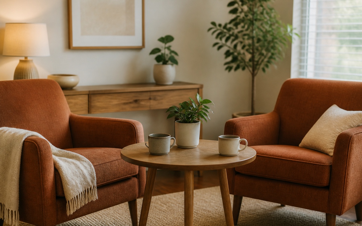 Two empty chairs and a modest meeting table prepared for a difficult pastoral leadership conversation
